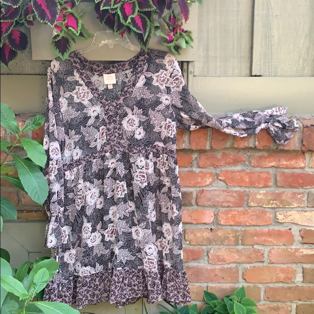 Floral Long Sleeve Midi Dress